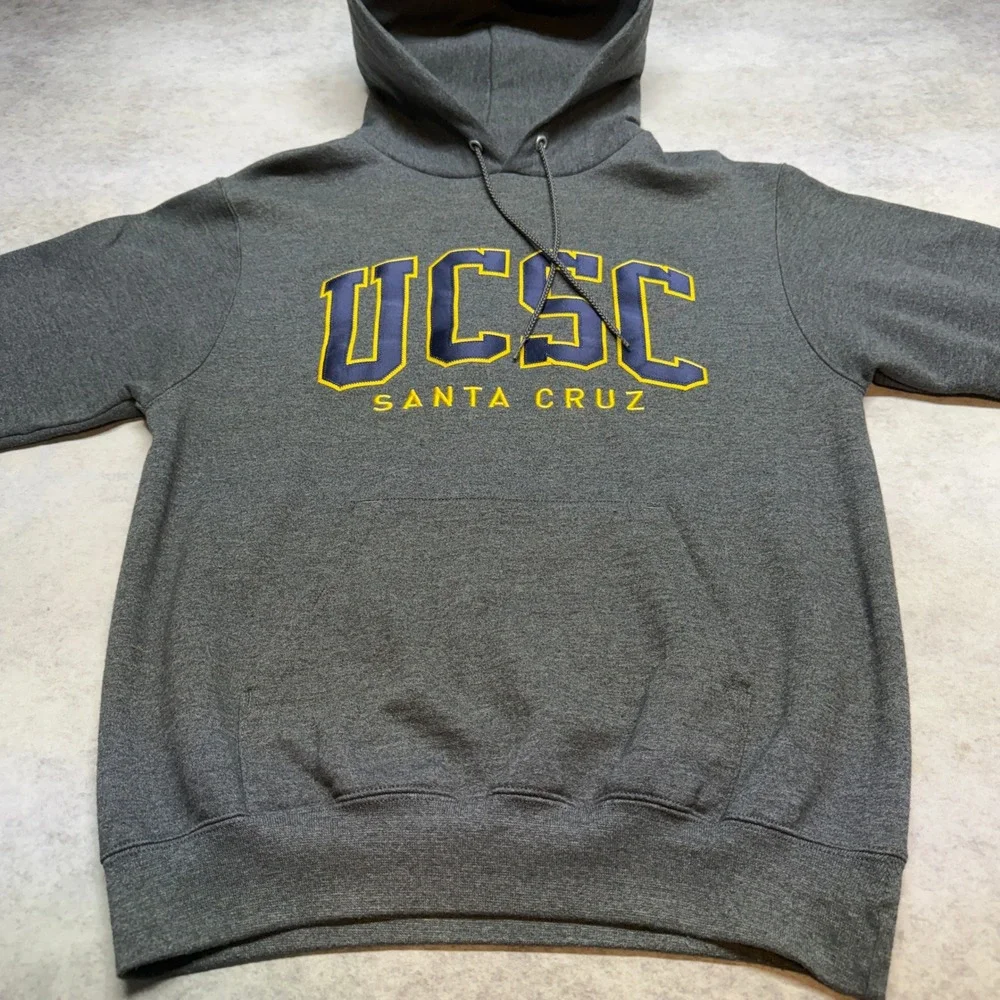 Champion UCSC Santa Cruz Hoodie‎ Mens Small Gray Y2K Collegiate Sweatshirt